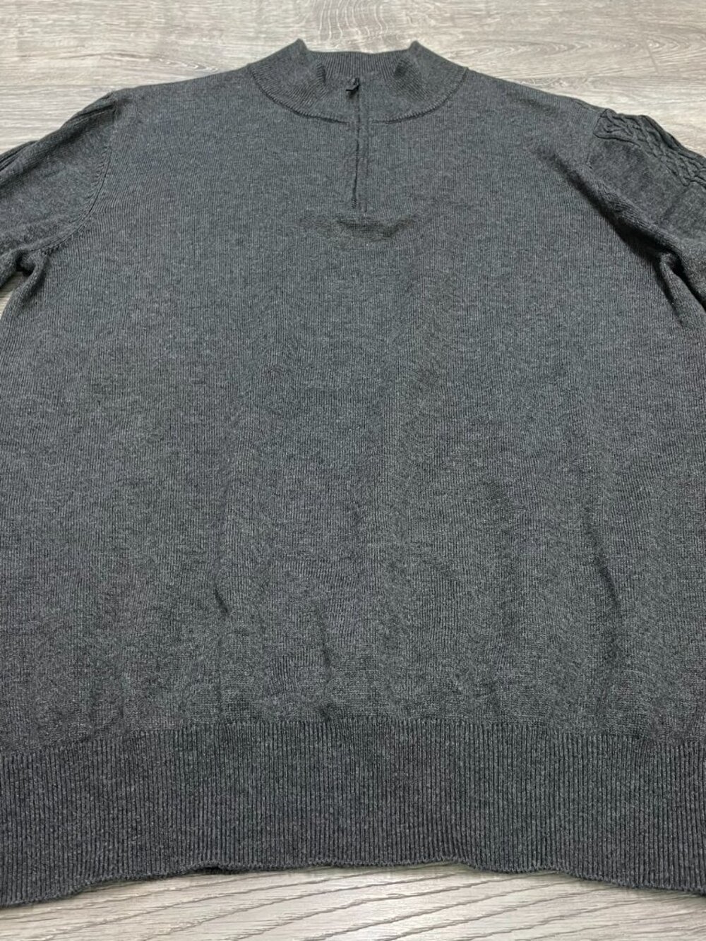 Au Noir Montreal Men's Merino Wool Blend Charcoal Grey Quarter Zip Sweater Size - Picture 3 of 9